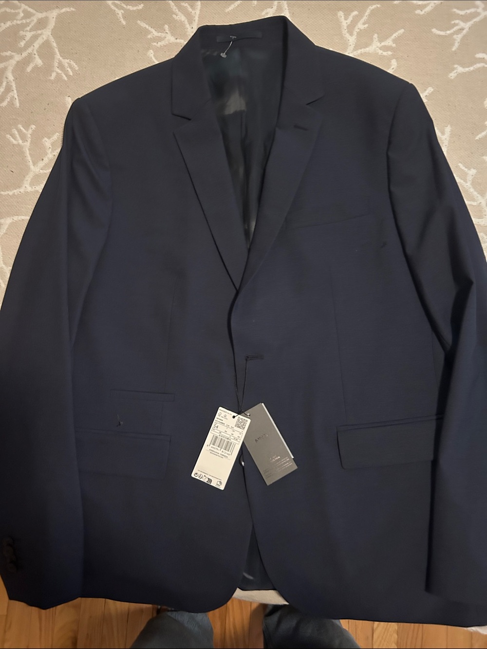 NWT—MNG Men's Navy Blue Classic Single-Breasted Blazer